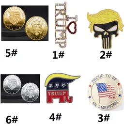 Trump 2024 Crystal Rhinestones unika designbrev broscher rött hjärtbrev jag älskar trumf ord pin kvinnor flickor kappklänning mynt mynt