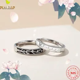 Rings Original Enamel Branch Bird Couple Rings For Women Men Real 925 Sterling Silver Chinese Style Vintage Fine Jewelry 2022 New