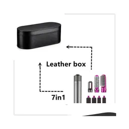 Lockenstäbe Lederbox 7 in 1 One Step Haartrockner Volumizer Rotierender Lockenwickler Kamm Bürstentrockner für Styling-Werkzeug Drop Delivery Prod Ot7Go