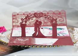 Popup Wedding Invitation Burgundy Lace Bride And Groom Reflective Invitations For Bridal Shower Engagement9953341