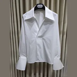 Kvinnors blusar skjortor v-ringning långärmad bloss ärm vit skjorta