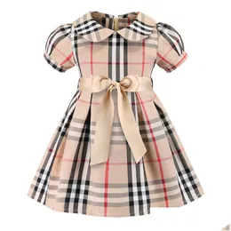 Girl'S Dresses Baby Girl Dress Summer Girls Sleeveless Cotton Babies Kids Big Plaid Bow Mti Colors Drop Delivery Maternity Clothing Dhcrs