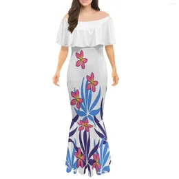 Party Dresses Luxury Design Women's Polynesian Tribal Half Sleeve 3D Print Mermaid Dress Formella tillfällen En axel lång fisktail