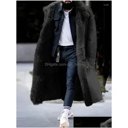 Men'S Trench Coats Mens Jacktes Winter Windbreaker Solid Color Imitation Fur Coat Thick Casual Fashion Jacket Drop Delivery Apparel Dht5Y