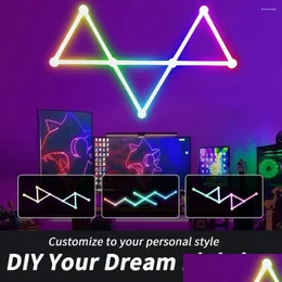 Luci notturne Linee luminose da parete intelligenti 16M Sincronizzazione musicale a colori App di controllo remoto Kit di barre WiFi dimmerabili per sala giochi Decorazioni per la casa Drop D Dhibf