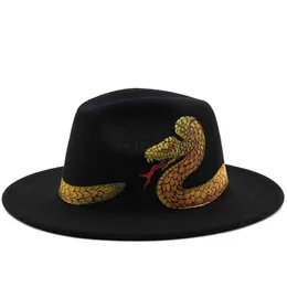 Wide Brim Hats Bucket Hats New Women Men Painted Wool Fedora Hat Gentleman Elegant Lady Winter Autumn Wide Brim Jazz Church Panama Sombrero Cap 240220