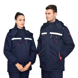 Abbigliamento invernale Abbigliamento da lavoro riflettente Uomo Donna Giacca calda Imbottita in cotone Addensare Macchina Officina Operaio ferroviario Uniforme Jakcet