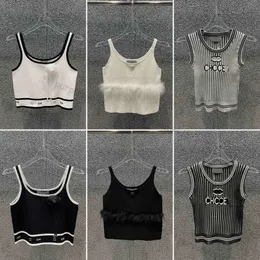 Cropped Tops For Women Knitted Vest Designer Embroidery Tank Tops Sleeveless Breathable Pullover Sport Tops
