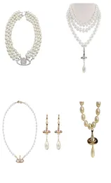14K vergoldete Perlenketten, dreidimensionale Saturn-Wassertropfen-Schlüsselbeinkette, Saturn-Ohrringe, modisches Perlenarmband j1444612