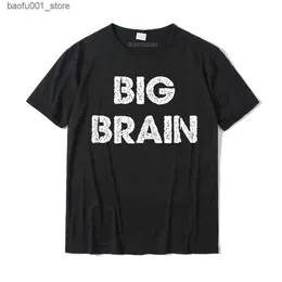 Męskie koszulki Big Brain T-Shirt Personalizowane topy dla mężczyzn Modna bawełniana koszulka szalona harajuku świąteczne ubranie estetyczne Tshirt Q240220