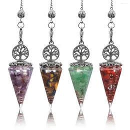 Pendant Necklaces Natural Chakra Healing Crystal Dowsing Pendulum Reiki Stone Chips Orgone Pendule Spirituel Tree Of Life Pendulo Jewelry