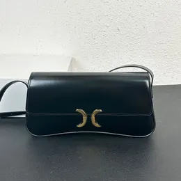 Flap bolsa de ombro couro genuíno moda letras arco volta designer mais novo bolsa axilar mulheres baguette mensageiro sacos