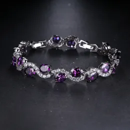 Bracelets Emmaya New Fashion Purple Zircon Bangle Bracelets Fashion New Design Wedding Jewelry for Women
