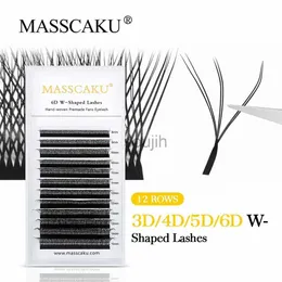 False Eyelashes MASSCAKU W Shape Eyelash Extensions 3D 4D 5D 6D Premade Volume Fan Natural Soft Light cosplay Makeup Lashes 240220