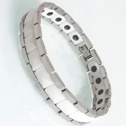 Pulseiras pulseira de cerâmica branca/preta para homens cuidados de saúde pulseiras magnéticas terapêuticas para mulheres homme braçadeira kpop jóias masculinas presente
