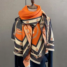 スカーフラグジュアリースカーフの女性冬のカシミアショールラップシックな暖かい女性旅行盗むブファンダヒジャーブファッションプリント2024