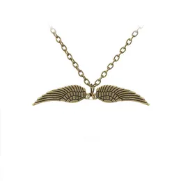 Mode TV Jewelry Angel Wing Pendant Halsband Gyllene fjädrar Halsband barn gåvor