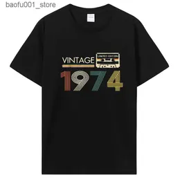 Men's T-Shirts Vintage 1974 Limited Edition Cassette T Shirt Harajuku Old Birthday Party Retro Tshirt Men Clothes Cotton T-shirt Tees Q240220