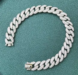 2024 Hip Hop Pulseira de Casamento Jóias de Luxo Real 100% 925 Prata Esterlina Pavimentada Safira Branca CZ Diamante Pedras Preciosas Festa Promessa Mulheres Homens Cuba Bangle Presente Nunca Desaparece