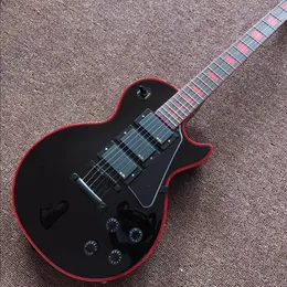 Guitarra elétrica G LP CUST OM corpo preto lados vermelhos corpo em mogno jacarandá dedo suporte personalização frete grátis