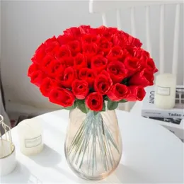 Red Roses Bouquet Vase for Home Decor Garden Wedding Decorative Wreaths Diy Handwork Flower Arrangement Artificial Flowers