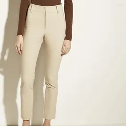Женские брюки 2024, весенний эластичный облегающий городской повседневный абрикосовый прямой костюм с девятью точками для женщин