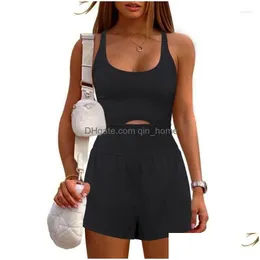 Women's Tracksuits Mulheres Mulheres Correndo Onesie Workout Macacões Cor Sólida One-Peça Outfit Feminino Casual Macacões Barriga Controle Ju Dhvdn