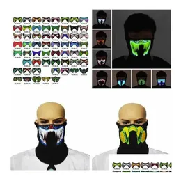 Party Masks Us Stock 69 Styles Flash Led Music Mask With Sound Active For Dancing Riding Skating Voice Control Halloween Drop Delive Dhioq