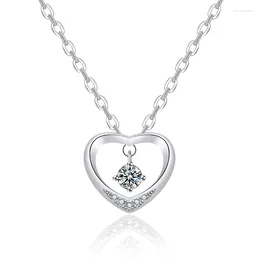 Collane con ciondolo Collana in cristallo con cuore carino in argento sterling 925 per donne Ragazze Regalo di San Valentino Commercio all'ingrosso di gioielli di moda