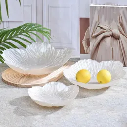 접시 꽃 모양의 예술 유리 그릇 현대 단색 크리스탈 디저트 접시 다목적 불규칙한 과일 빵