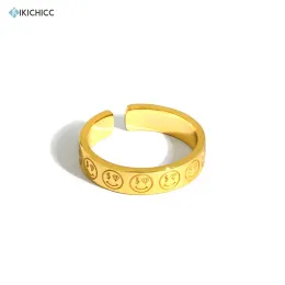 Anéis kikichicc 100% 925 prata esterlina ouro sorriso anéis feminino rock punk luxo moda jóias finas casamento anéis redimensionáveis jóias