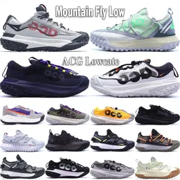 Acg Mountain Fly 2 Low Trail Buty do biegania ACG Niski projektanci Glass Grey Grey Bright Crimson Hazel Rush USA Men Outdoor Men Sneakers Rozmiar 36-46