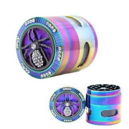 Berauschende Glasbongs Shisha/Dazzling Color, vierschichtiger Fensterrauch-Grinder mit mehreren Diamant-eingelegten Regenbogenfarben-Grindern, Rauchutensilien aus Metall