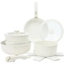 Set di pentole Set di pentole e padelle da cucina country da 13 pezzi - Antiaderente sicuro con manico rimovibile RV