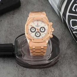 AP Watch kwarc zegarek zegarek zegarek na nadgarstek Royal Oak Series Chronograph 25960OR OO.1185OR.02 Srebrna biała płyta Automatyczna mechaniczna męska męska