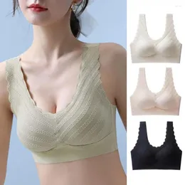 Yoga Outfit Sports Bra Lace Wide Shoulder Strap Push Up Padded Wire-free Anti-snagging Soft Elastic Breathable For Women