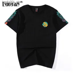T-shirt da uomo Lyprerazy Streetwear Drago Ricamo T Shirt Uomo Hip Hop Cotone O-Collo Stile cinese Uomo Estate T Shirt Casual Harajuku Tee Q240220