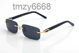 Herren-Designer-Brille, Sonnenbrille, randlos, quadratisch, blaue Linse, Pfirsich-Herz, Gold-Hardware, Polieren, Handwerk, Mode, rechteckig, c, Dekorieren Sie den Arm, polierte Holzbrille 9PN1