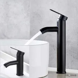 Bathroom Sink Faucets Bathroom Basin Faucets Short/High Cold and Hot Mixer Stainless Steel Washbasin Tap Minimalist Style Single Lever Vessel Sink Tap