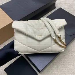 10A bolsa de ombro elegante para mulheres loulou puffer pele de carneiro bolsa com aba com tecnologia de costura xadrez produtos de luxo de grande capacidade