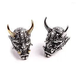 Cluster Rings Gothic Punk Japanese Prajina Hannya Ghost Mask Ring For Men Trendy Hip Hop Rock Demon Statement Halloween Party Jewelry