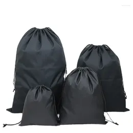 Storage Bags Waterproof Drawstring Bag Shoes Underwear Travel Sport Nylon Black Organizer Clothes Packing For Outdoor Use