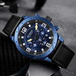 Ruimas Men's Chronograph Watches Luxury Leather Strap Analog Wristwatch Man Top Brand Watleproof Watch Male Relogios Clock 59303y