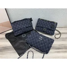 Dark Top Designer Denim Bags Handbag Women Shoulder Vintage Handbags Purses Blue Flap Silver Chain Hardware Should Straps Luxury 1113