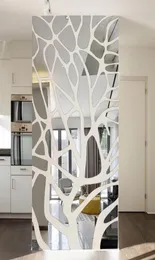 Rimovibili adesivi murali specchio 3d fai da te albero camera da letto soggiorno decorazione TV sfondo decorazione della parete adesivi acrilici pasta a specchio C1833635