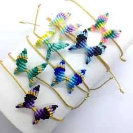 Pulseiras verão artesanal sorte colorido ouro borboleta boêmio arco-íris trançado pulseira simples presente casal