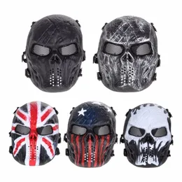 Airsoft Paintball Party Mask Skull Full Face Mask Army Games Outdoor Metal Mesh Eye Shield Costume for Halloween Party Supplies Y2206Y