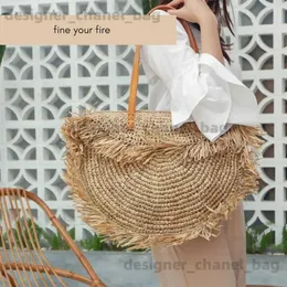 Totes Bohemian Round Tassel Mulheres Str Bag Designer Spike Papel Rattan Sacos de Ombro Grandes Bolsas Casuais Verão Praia Bolsas T240220