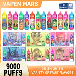 Europa lokales Lagerhaus Puff 9000 VAPEN MARS Puff Tornado 9000 PUFF 9K Einweg-E-Zigaretten Mesh Coil 18 ml Pod Vapes Wiederaufladbare elektronische Zigaretten RBG Light Vape Pen