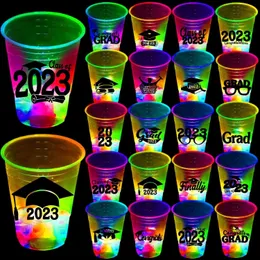 أدوات مسطحة يمكن التخلص منها 20 40 80pcs 12oz Party Party Plastic Coups Tumblers Neon Cups for Health Mobile Supplies 230228